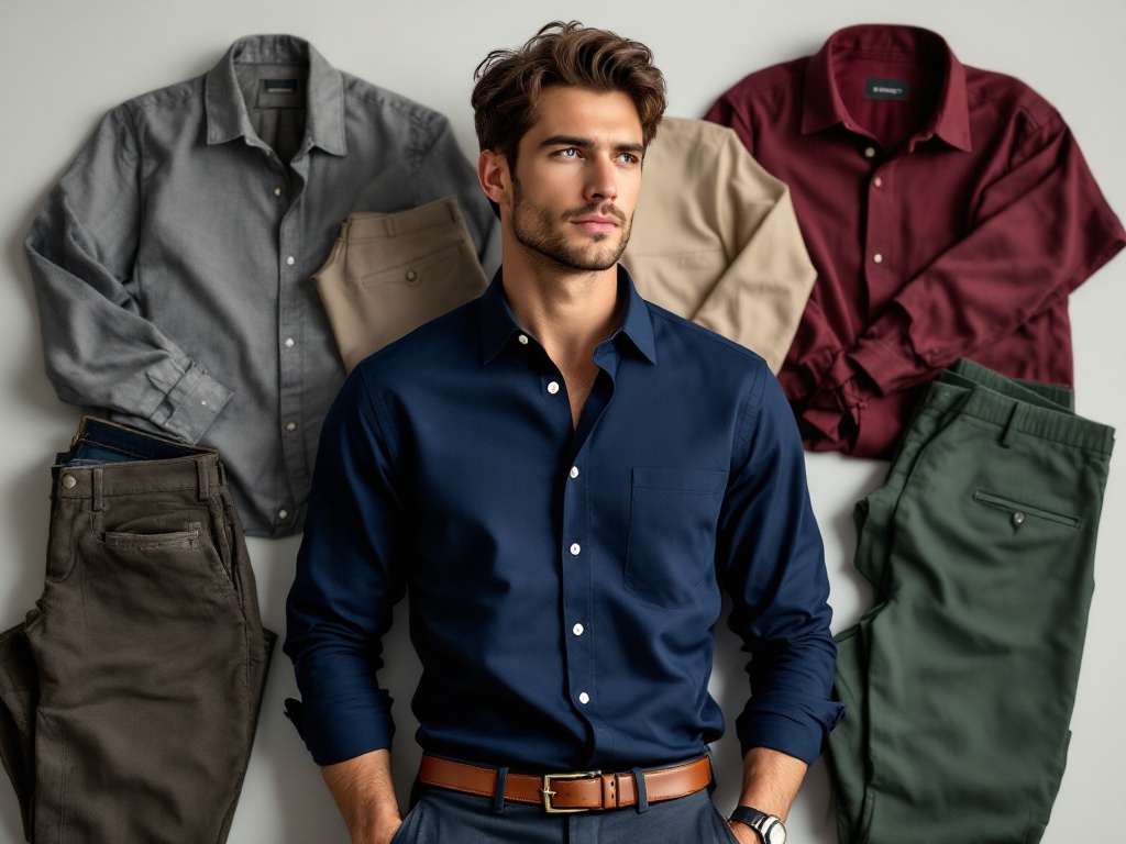 Jak dobrać spodnie do granatowej koszuli?